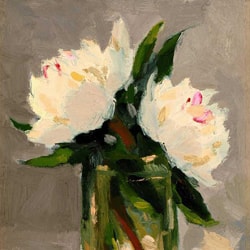 White Peonies • 10 x 8 inches, oil on panel